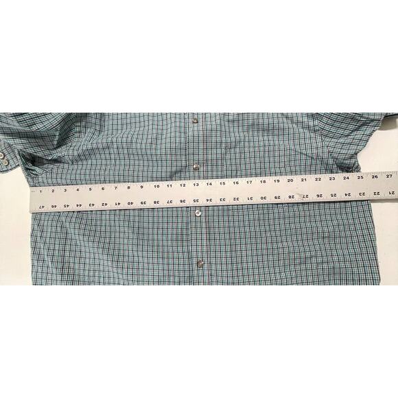 Van Heusen Shirt Men XL Blue Green Checkered Button Up Long Sleeve Cotton Blend - Picture 7 of 8